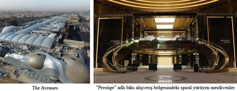 The Avenues / "Prestige" adlı lüks alışveriş bölgesindeki spiral yürüyen merdivenler